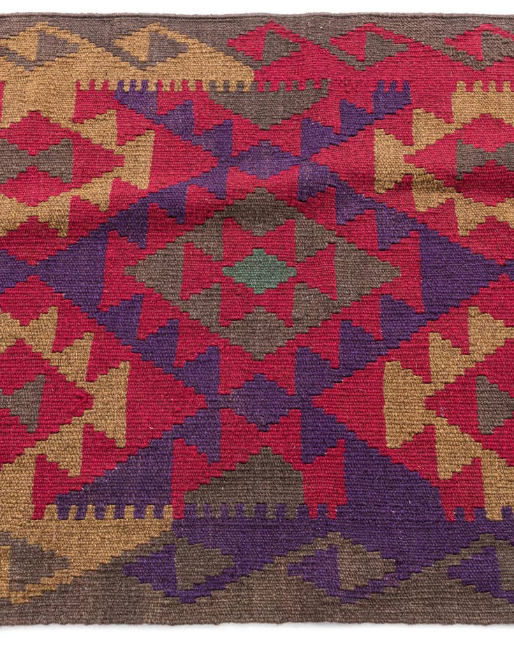 Detail image of 2' 8 x 10'  Hand Woven Kilim Maymana Wool Runner Rug
