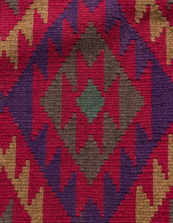 Detail image of 2' 8 x 10'  Hand Woven Kilim Maymana Wool Runner Rug