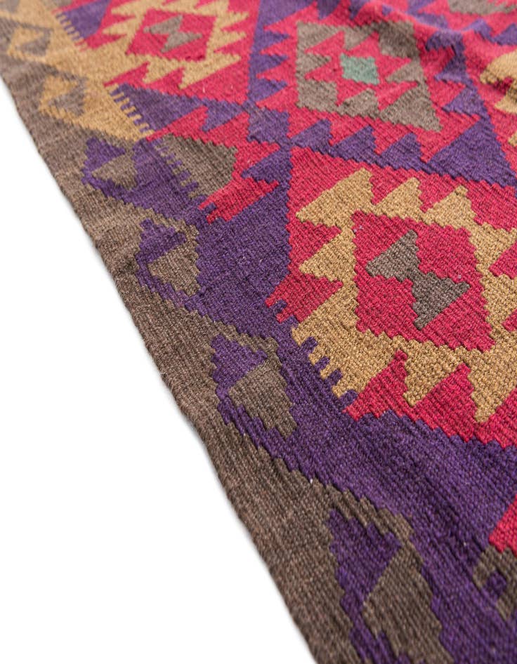 Detail image of 2' 8 x 10'  Hand Woven Kilim Maymana Wool Runner Rug