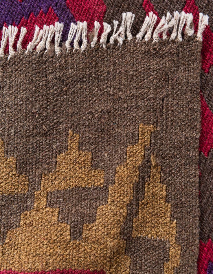 Detail image of 2' 8 x 10'  Hand Woven Kilim Maymana Wool Runner Rug