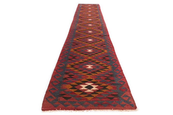 2' 9 x 15' 1 Hand Woven Kilim Maymana Wool Runner Rug