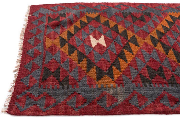 Detail image of 2' 9 x 15' 1 Hand Woven Kilim Maymana Wool Runner Rug