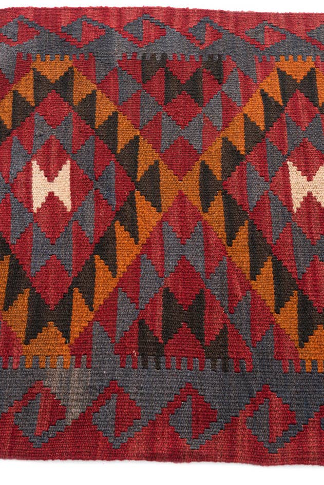 Detail image of 2' 9 x 15' 1 Hand Woven Kilim Maymana Wool Runner Rug
