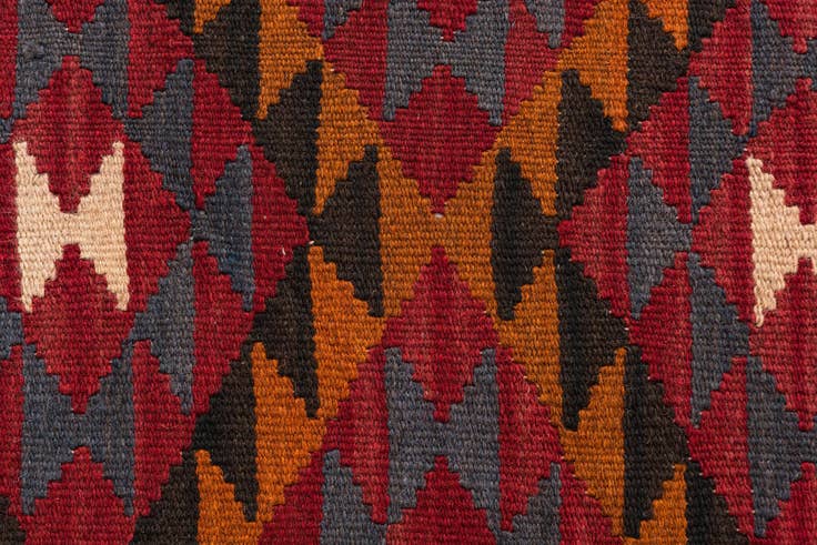 Detail image of 2' 9 x 15' 1 Hand Woven Kilim Maymana Wool Runner Rug