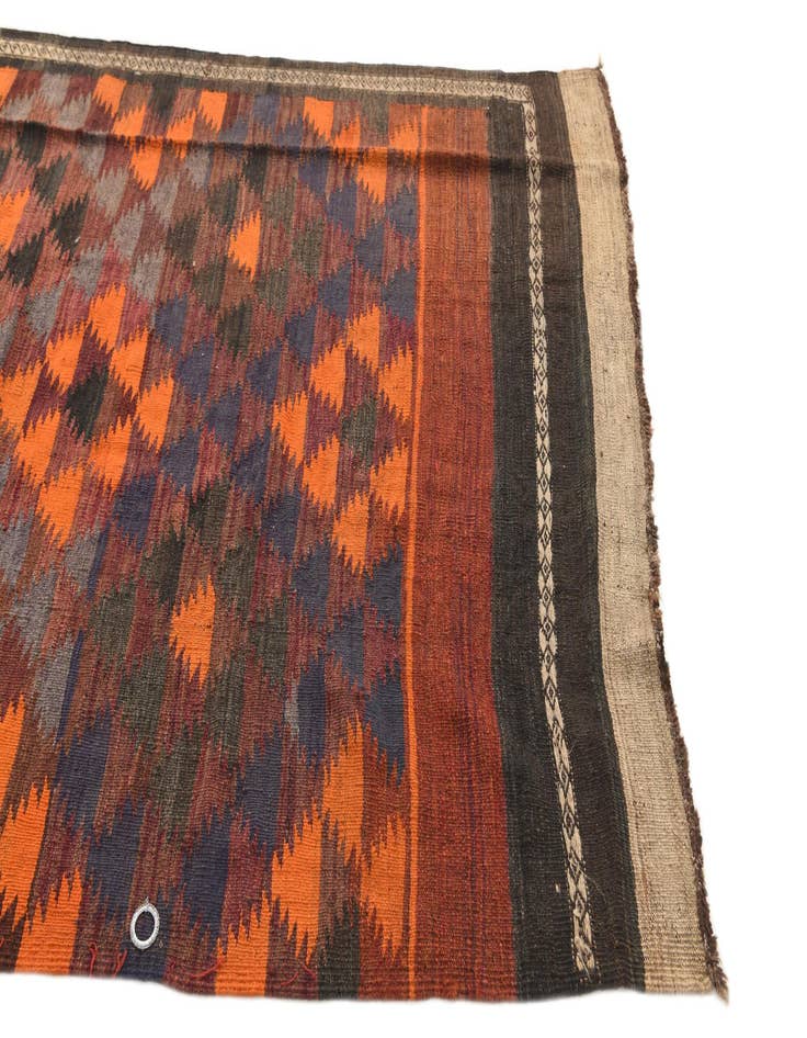 Detail image of 4' 6 x 15' 3  Hand Woven Kilim Maymana Wool Runner Rug