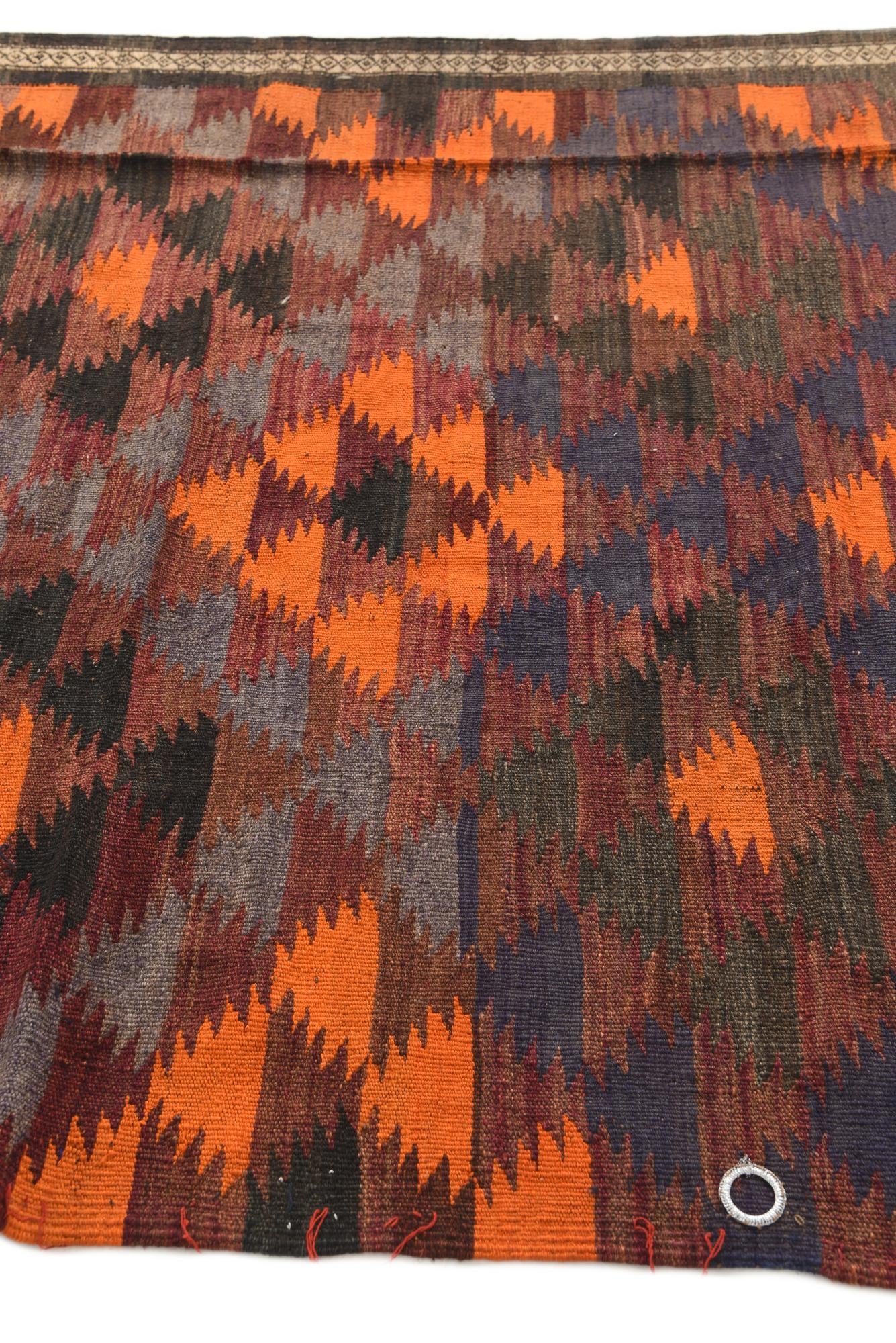 4' 6 x 15' 3 Hand Woven Kilim Maymana Wool Runner Rug
