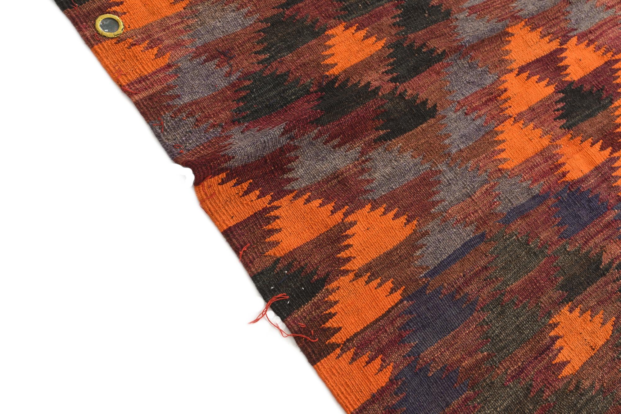 4' 6 x 15' 3 Hand Woven Kilim Maymana Wool Runner Rug