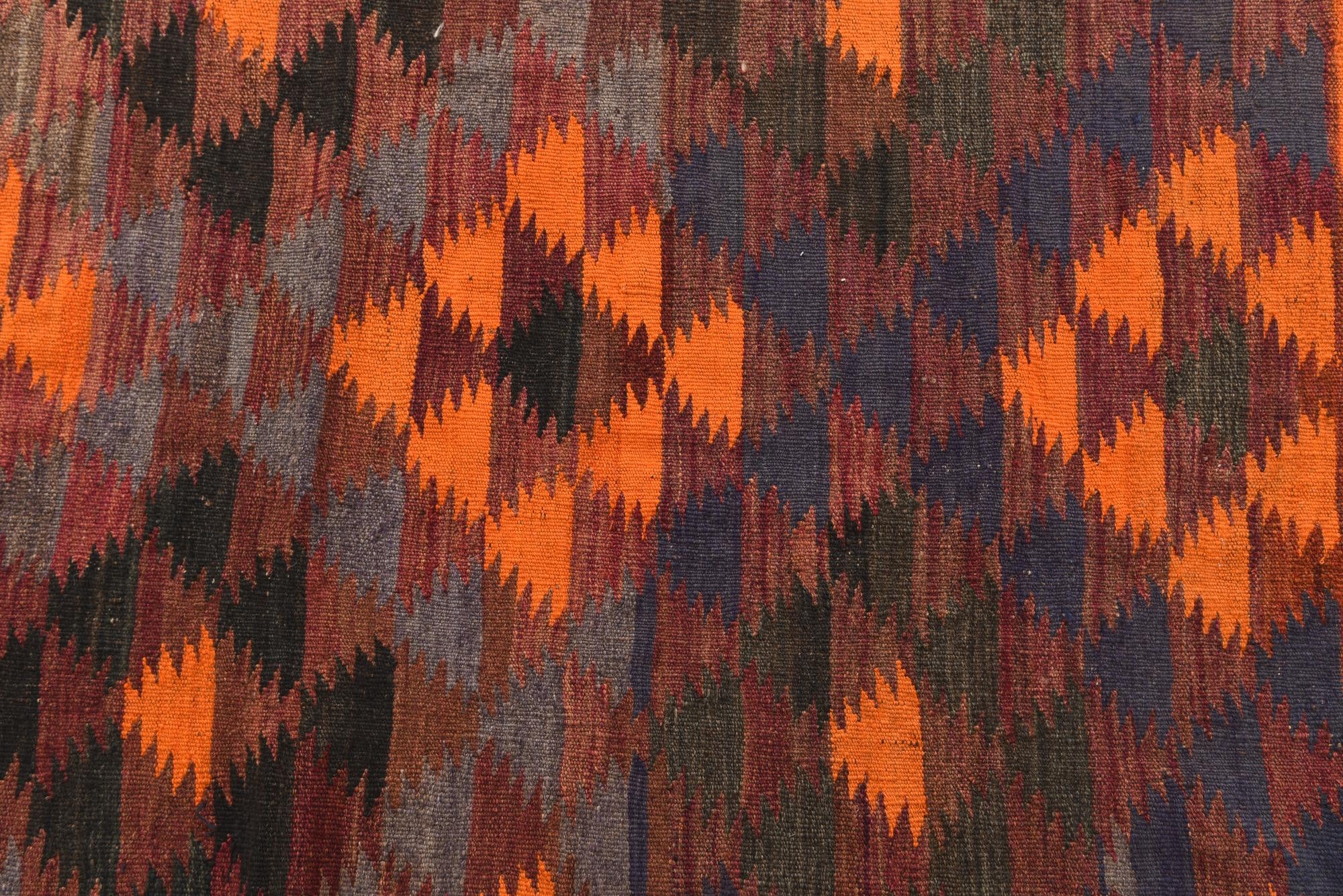 4' 6 x 15' 3 Hand Woven Kilim Maymana Wool Runner Rug