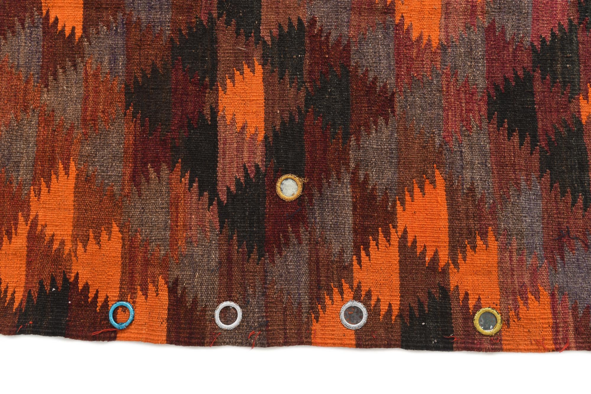 4' 6 x 15' 3 Hand Woven Kilim Maymana Wool Runner Rug