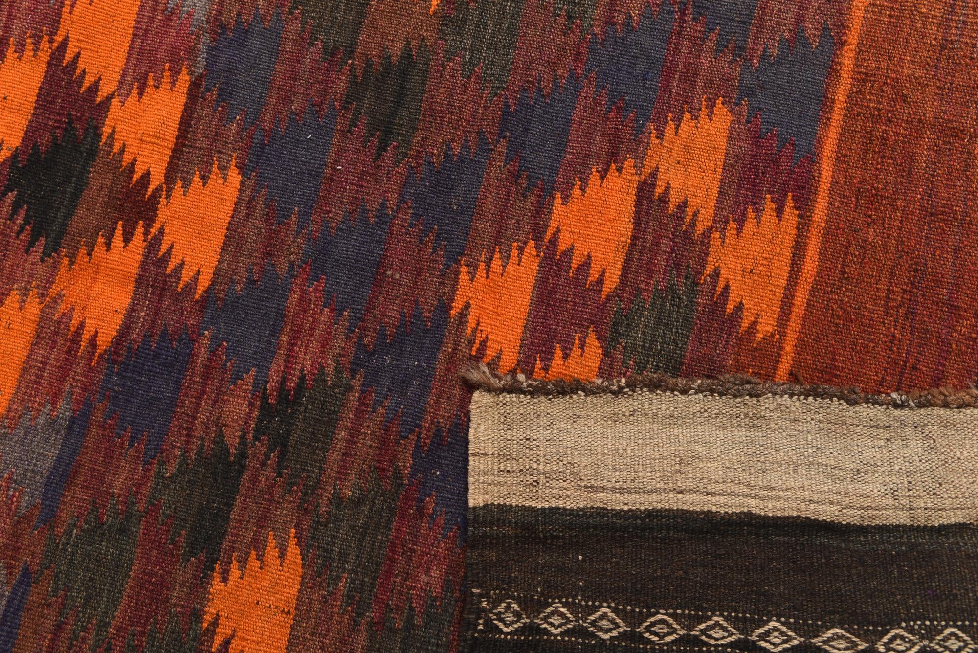 4' 6 x 15' 3 Hand Woven Kilim Maymana Wool Runner Rug