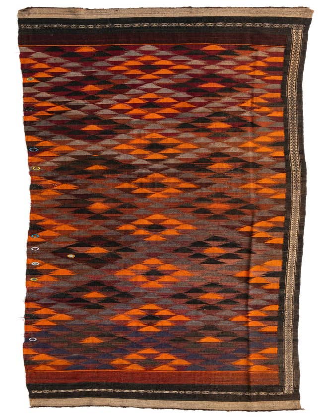 Detail image of 4' 6 x 15' 3 Hand Woven Kilim Maymana Wool Runner Rug