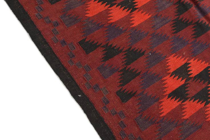 Detail image of 4' 4 x 15' 7 Hand Woven Kilim Maymana Wool Runner Rug