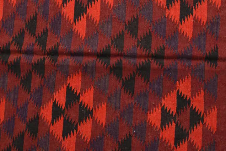 4' 4 x 15' 7 Hand Woven Kilim Maymana Wool Runner Rug