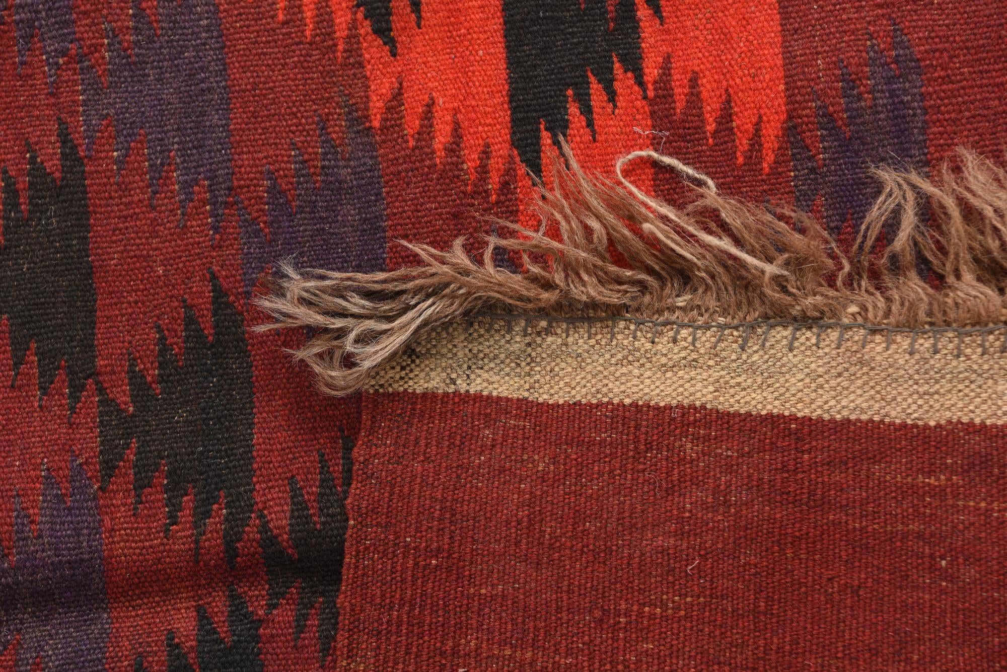 4' 4 x 15' 7 Hand Woven Kilim Maymana Wool Runner Rug