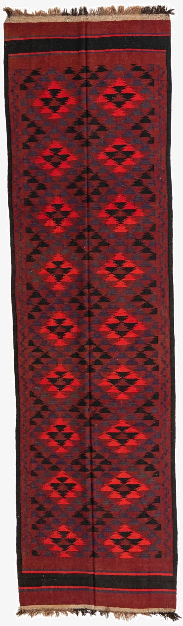 4' 4 x 15' 7  Hand Woven Kilim Maymana Wool Runner Rug