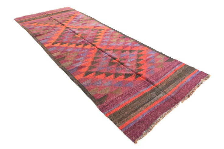 Detail image of 3' 9 x 10' 1 Hand Woven Kilim Modern Wool Runner Rug