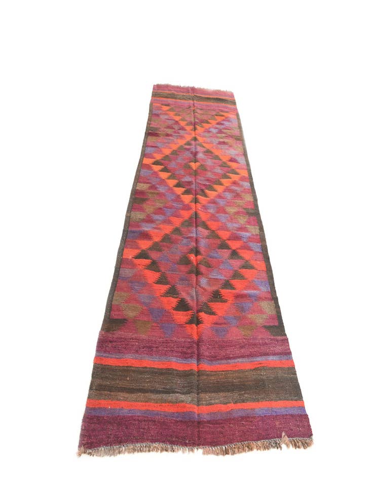 Detail image of 3' 9 x 10' 1  Hand Woven Kilim Modern Wool Runner Rug