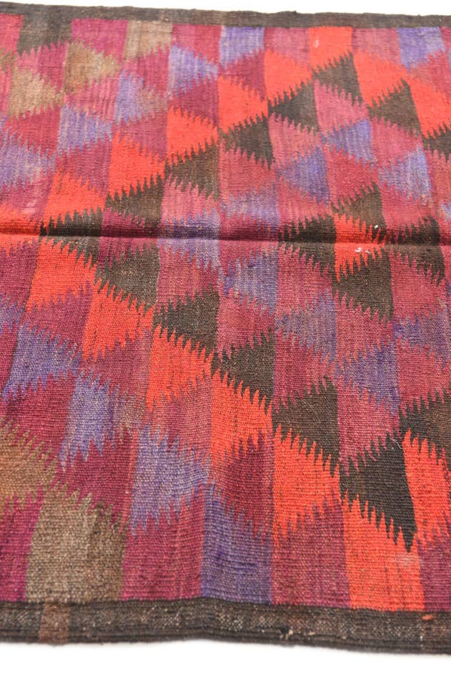 Detail image of 3' 9 x 10' 1 Hand Woven Kilim Modern Wool Runner Rug