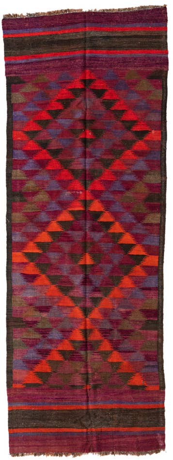 Detail image of 3' 9 x 10' 1 Hand Woven Kilim Modern Wool Runner Rug