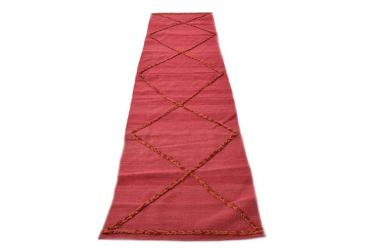 Detail image of 2' 4 x 9' 8 Hand Woven Kilim Modern Wool Runner Rug