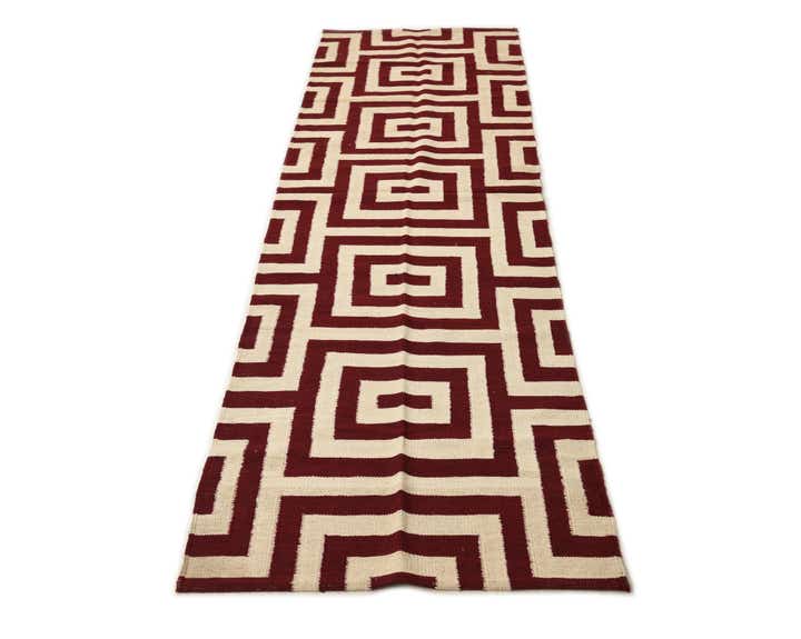2' 7 x 9' 9 Hand Woven Kilim Modern Wool Runner Rug