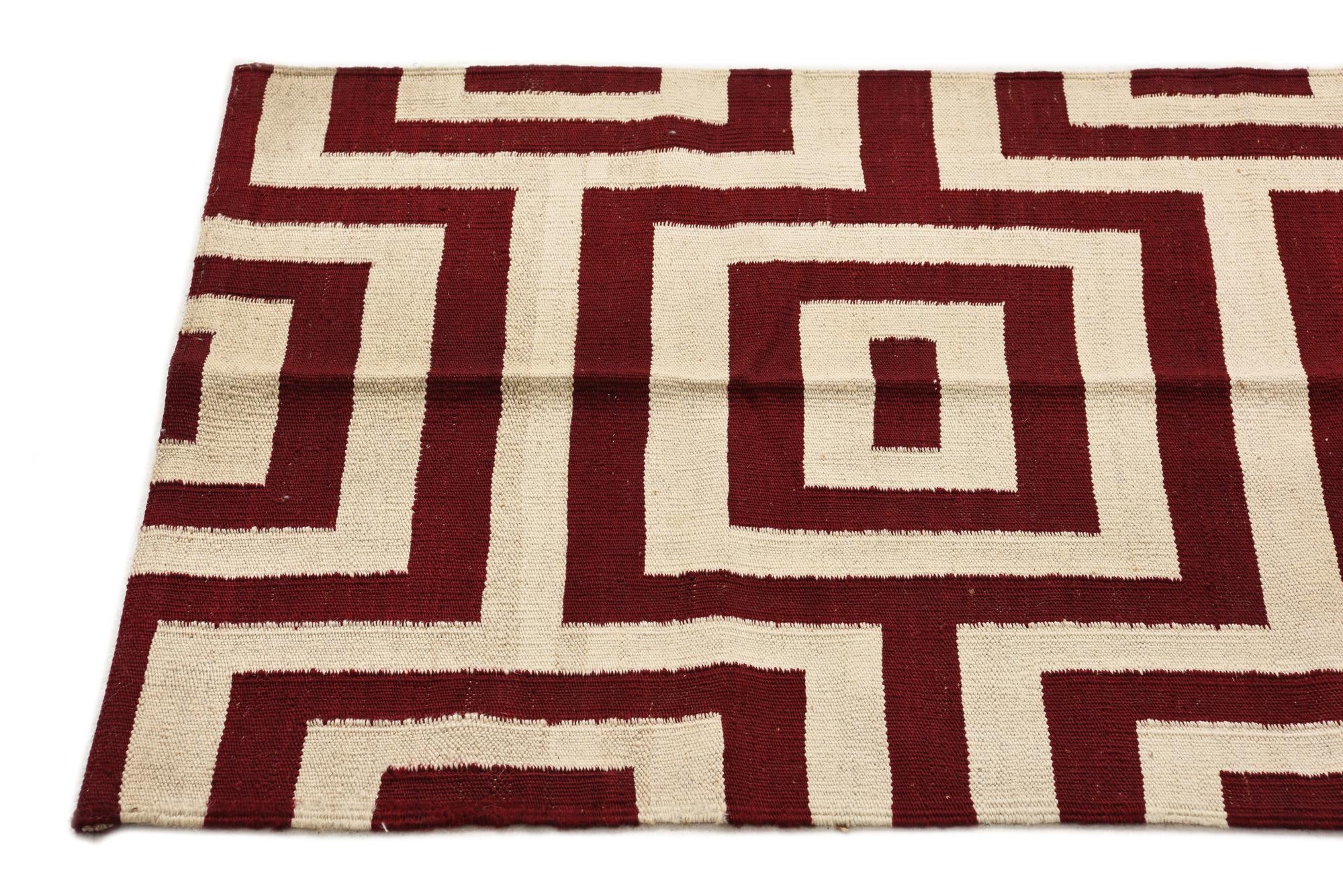 2' 7 x 9' 9 Hand Woven Kilim Modern Wool Runner Rug