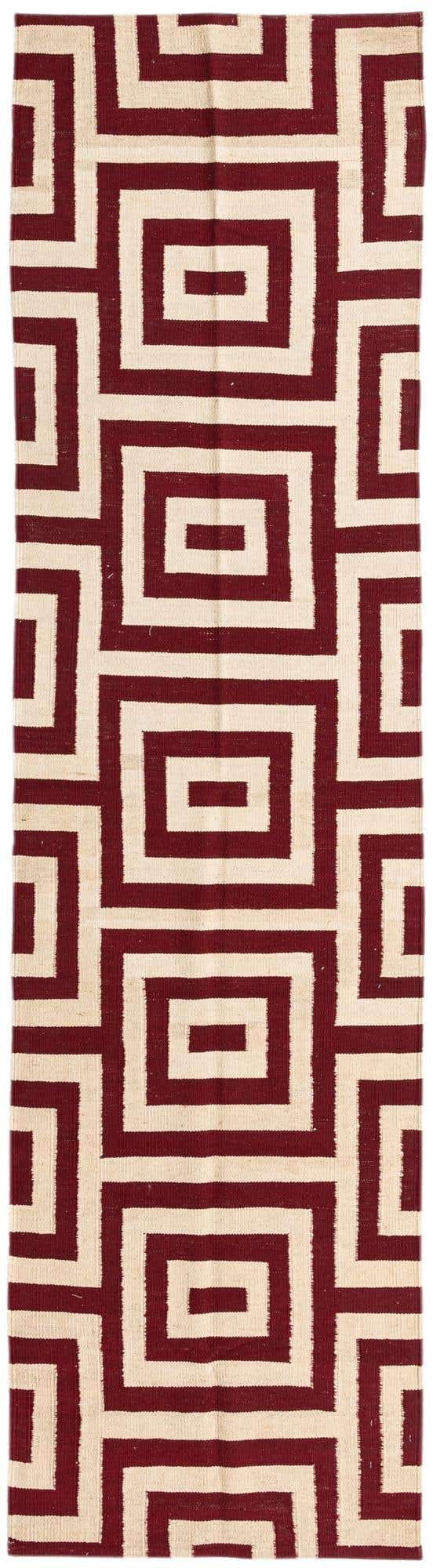 2' 7 x 9' 9 Hand Woven Kilim Modern Wool Runner Rug