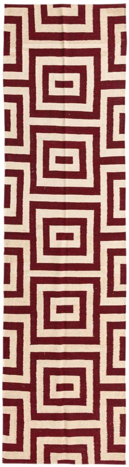 Detail image of 2' 7 x 9' 9 Hand Woven Kilim Modern Wool Runner Rug