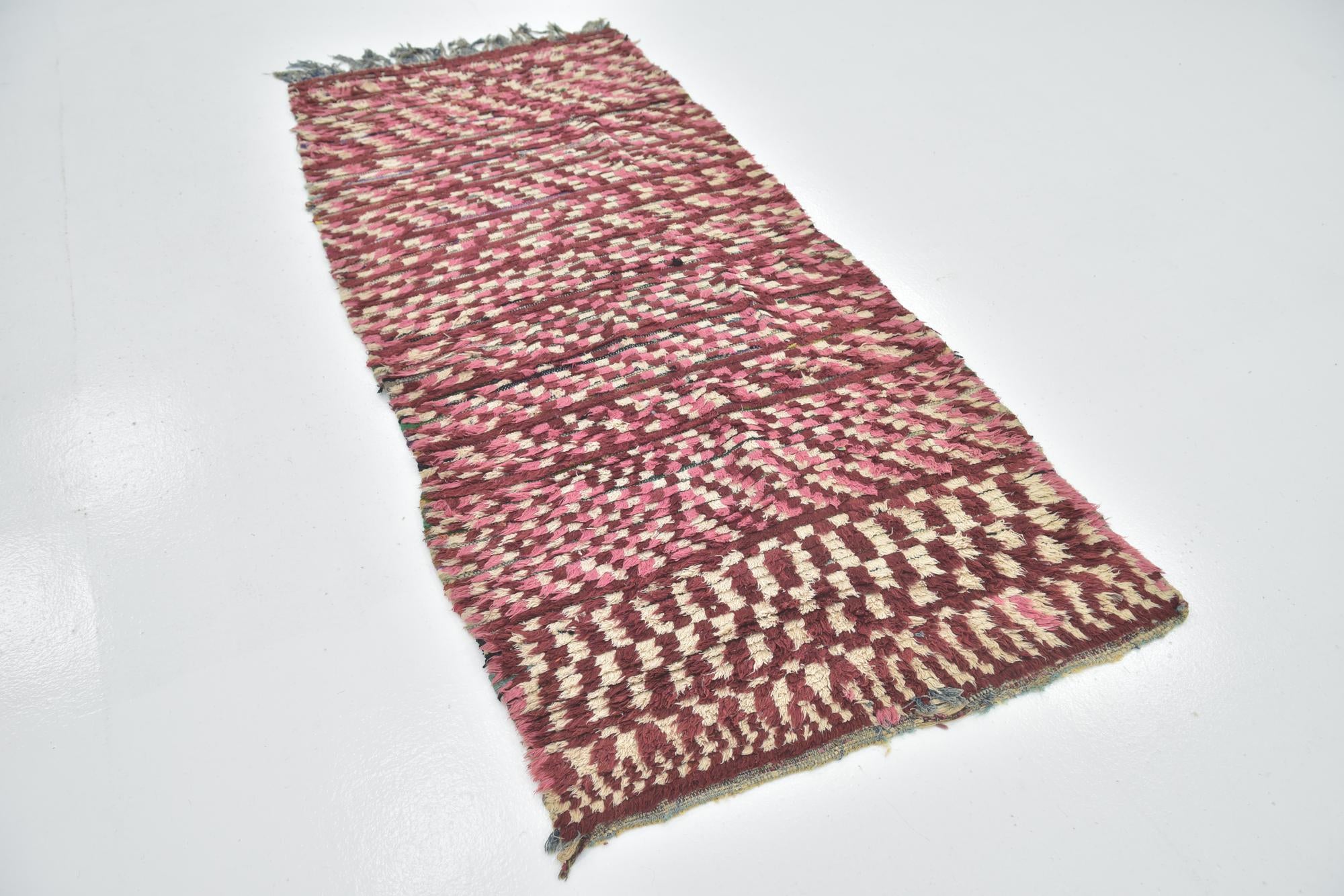 3' 4 x 7' 8 Hand Knotted Moroccan Wool Runner Rug