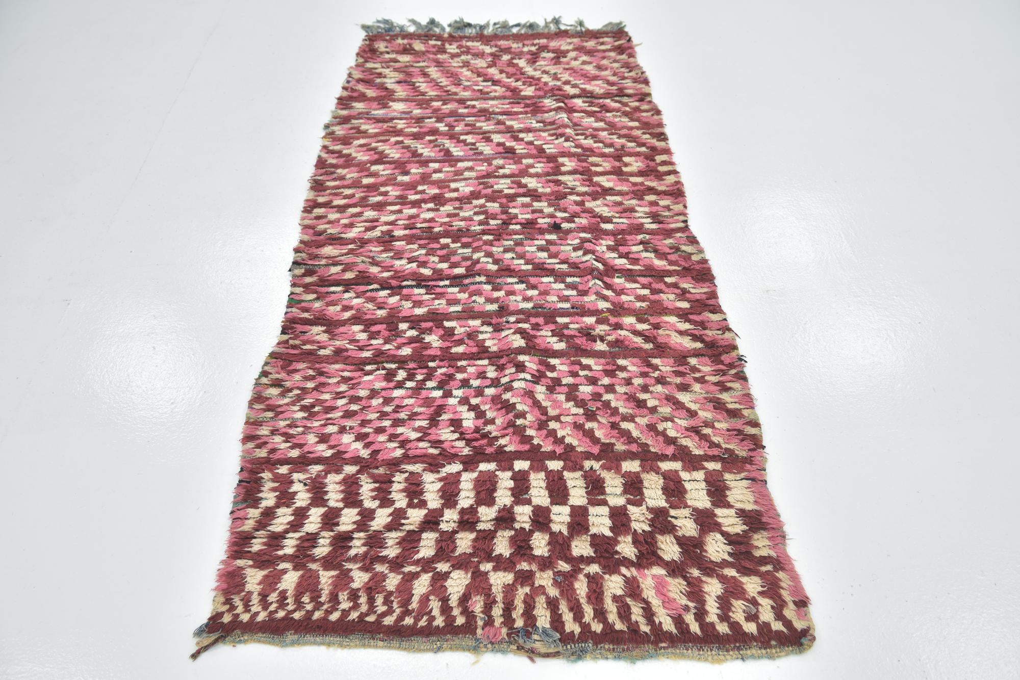 3' 4 x 7' 8 Hand Knotted Moroccan Wool Runner Rug