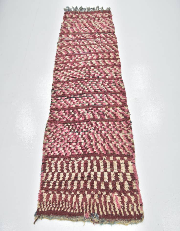 Detail image of 3' 4 x 7' 8  Hand Knotted Moroccan Wool Runner Rug