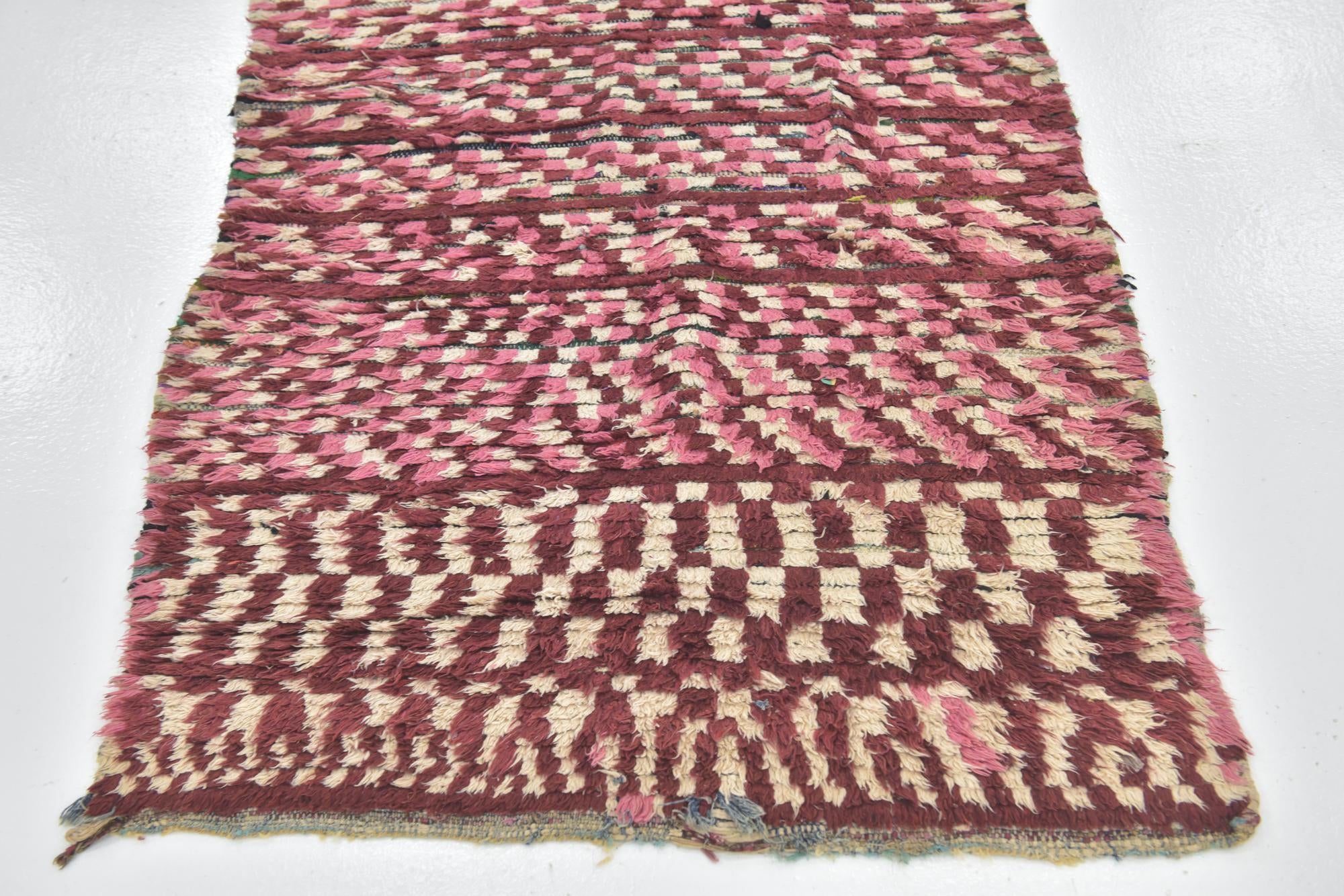3' 4 x 7' 8 Hand Knotted Moroccan Wool Runner Rug