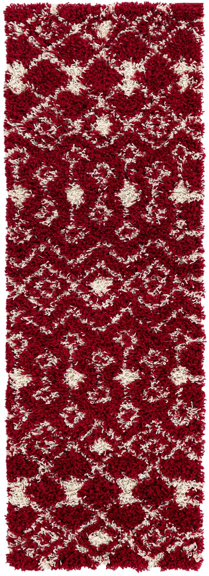 60cm x 185cm Moroccan Trellis Shag Runner Rug