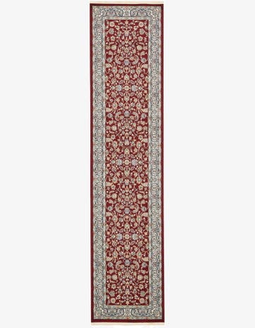 Burgundy Nain Design Runner Rug