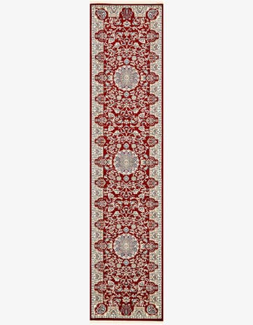 Burgundy Nain Design Runner Rug