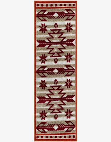 Burgundy Easy-Clean Modern Indoor / Outdoor Runner Rug
