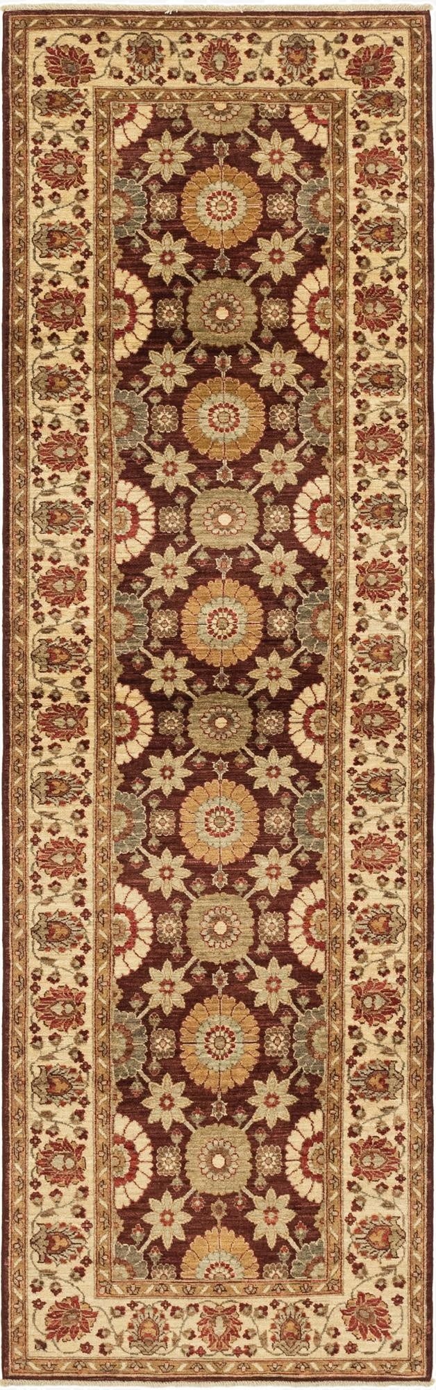 3' 2 x 10' 7  Hand Knotted Peshawar Ziegler Runner Rug