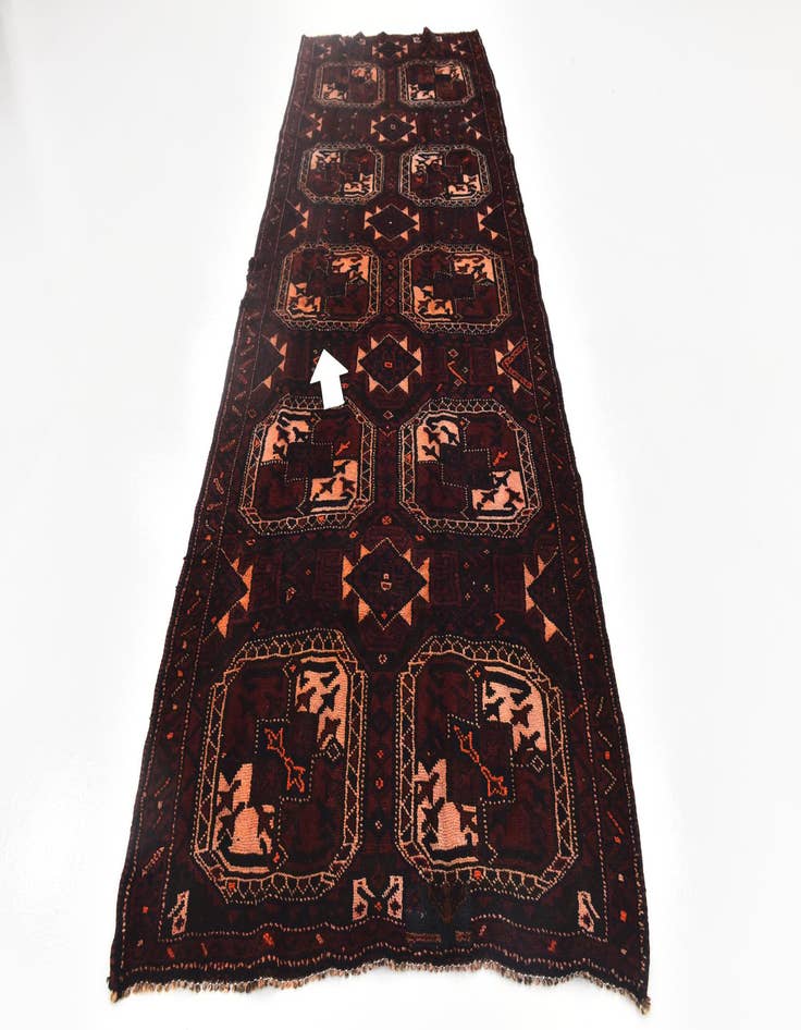 Detail image of 4' 5 x 12' 3  Hand Knotted Shiraz Persian Wool Runner Rug