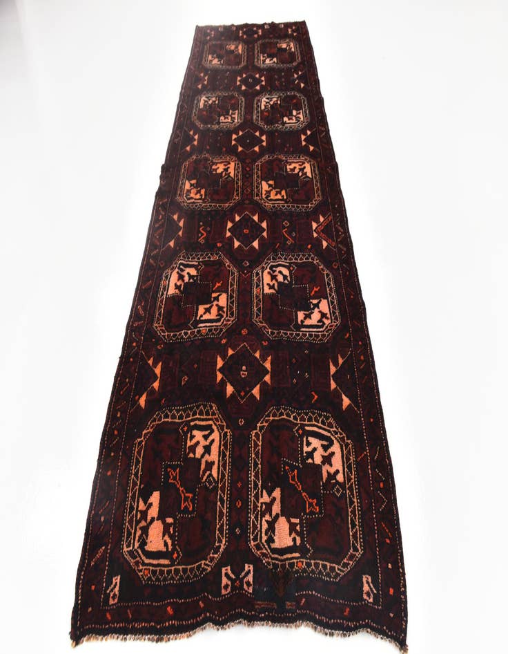 Detail image of 4' 5 x 12' 3  Hand Knotted Shiraz Persian Wool Runner Rug