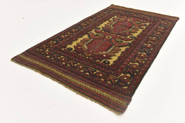 Detail image of 2' 6 x 4' 7 Hand Knotted Sumak Wool Runner Rug