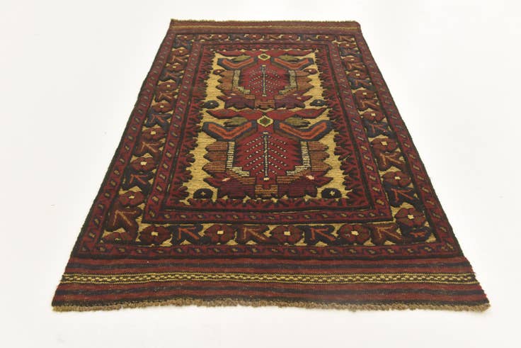 Detail image of 2' 6 x 4' 7 Hand Knotted Sumak Wool Runner Rug