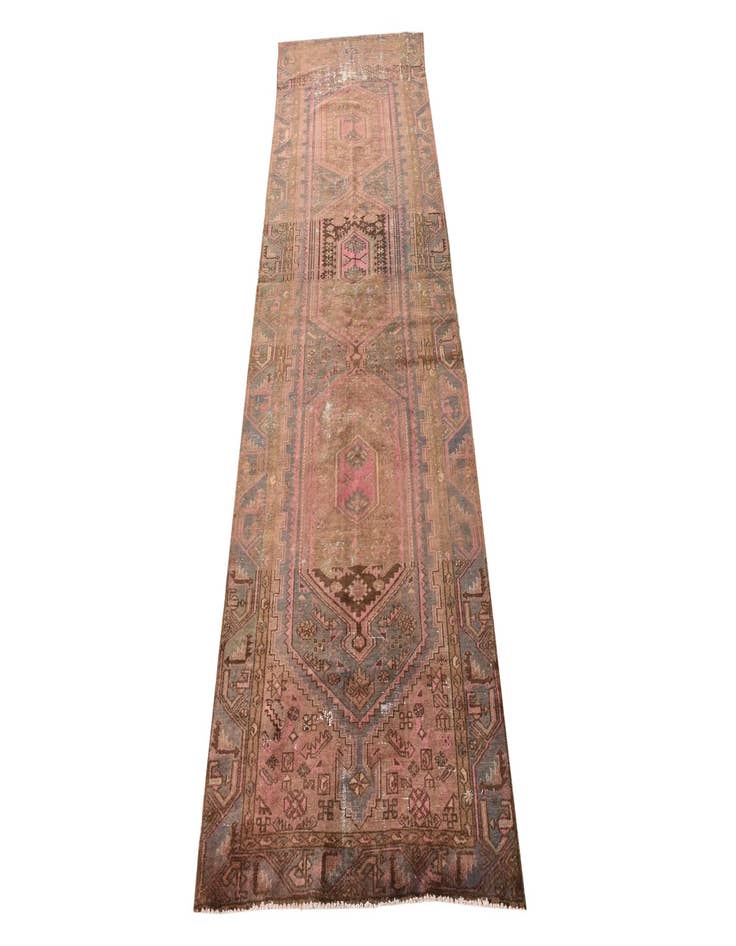 Detail image of 4' 1 x 13' 5  Hand Knotted Ultra Vintage Persian Wool Runner Rug