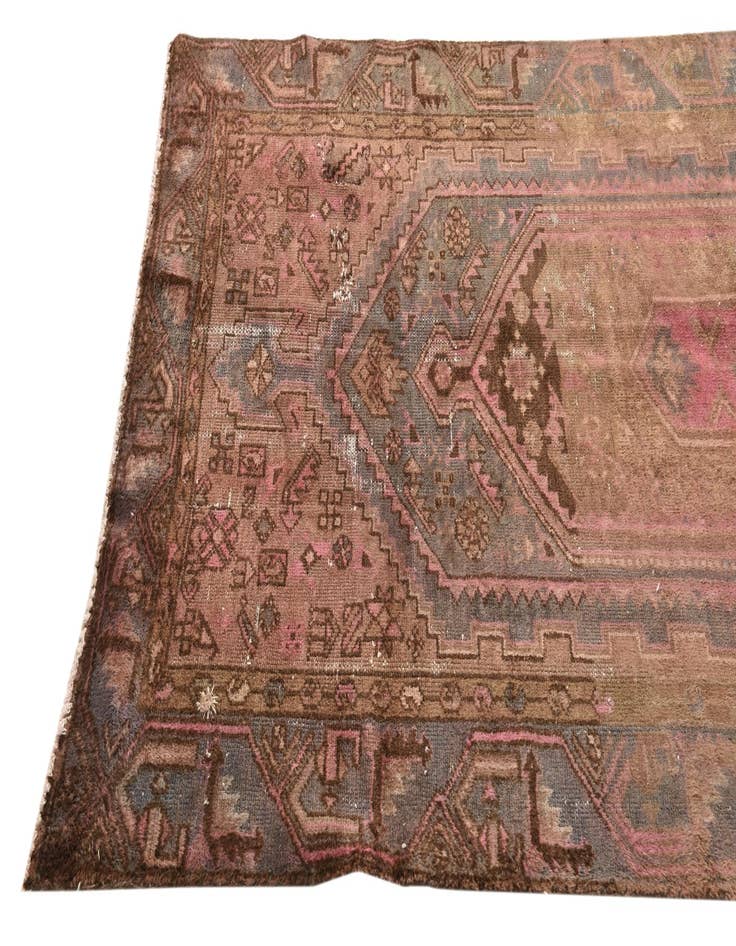 Detail image of 4' 1 x 13' 5  Hand Knotted Ultra Vintage Persian Wool Runner Rug