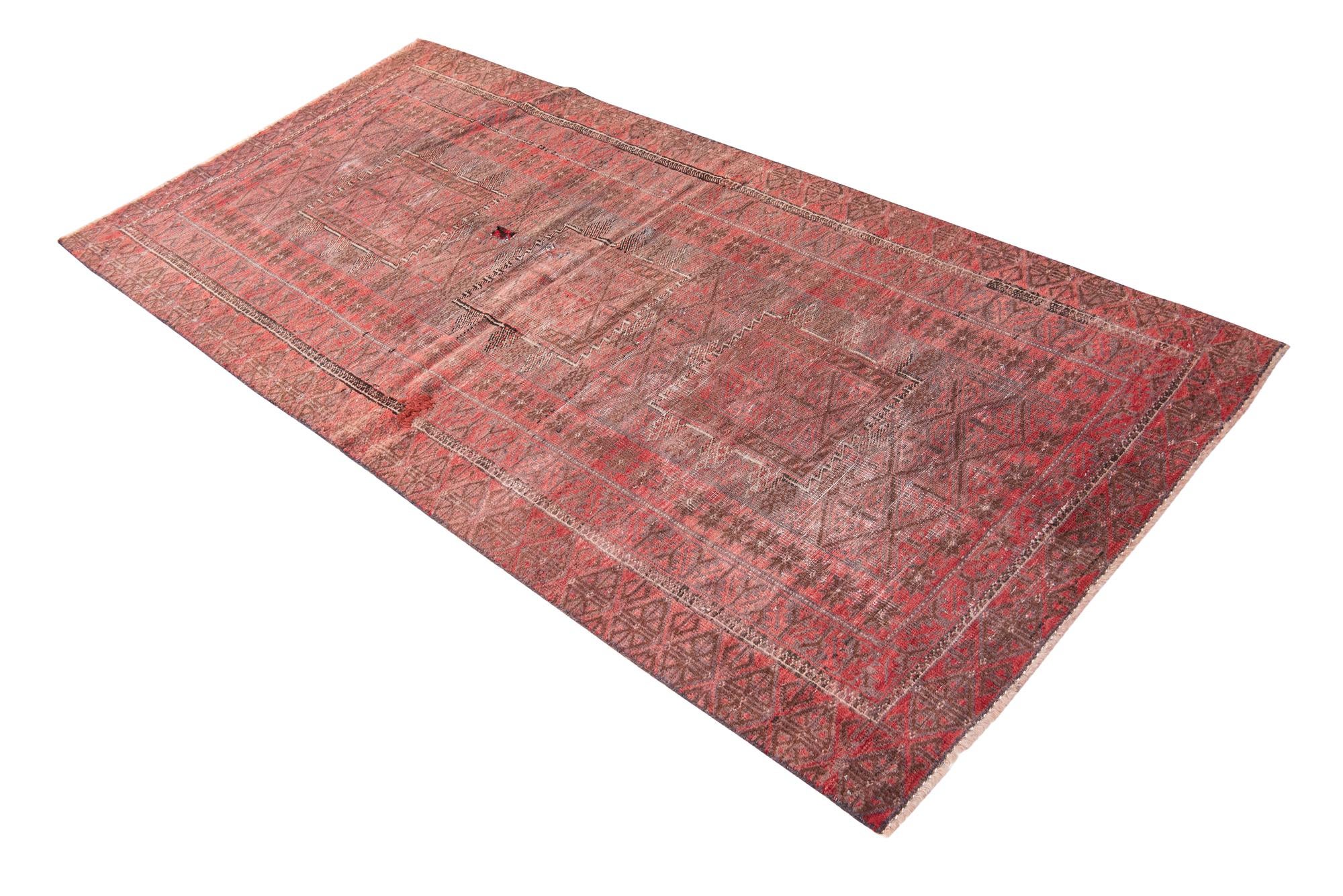 3' 3 x 6' 8 Hand Knotted Ultra Vintage Persian Wool Runner Rug