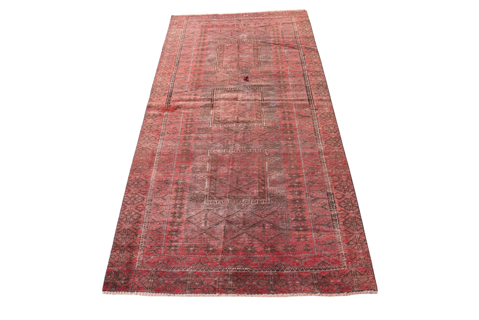 3' 3 x 6' 8 Hand Knotted Ultra Vintage Persian Wool Runner Rug