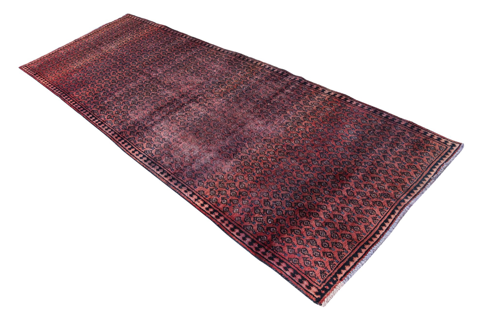 3' 6 x 9' 3 Hand Knotted Ultra Vintage Persian Wool Runner Rug