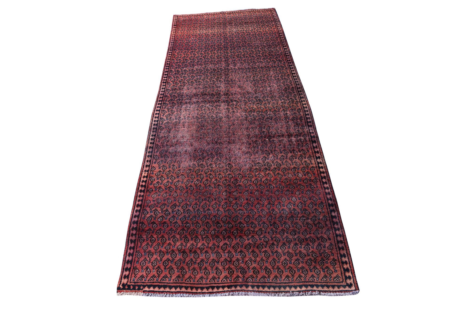 3' 6 x 9' 3 Hand Knotted Ultra Vintage Persian Wool Runner Rug