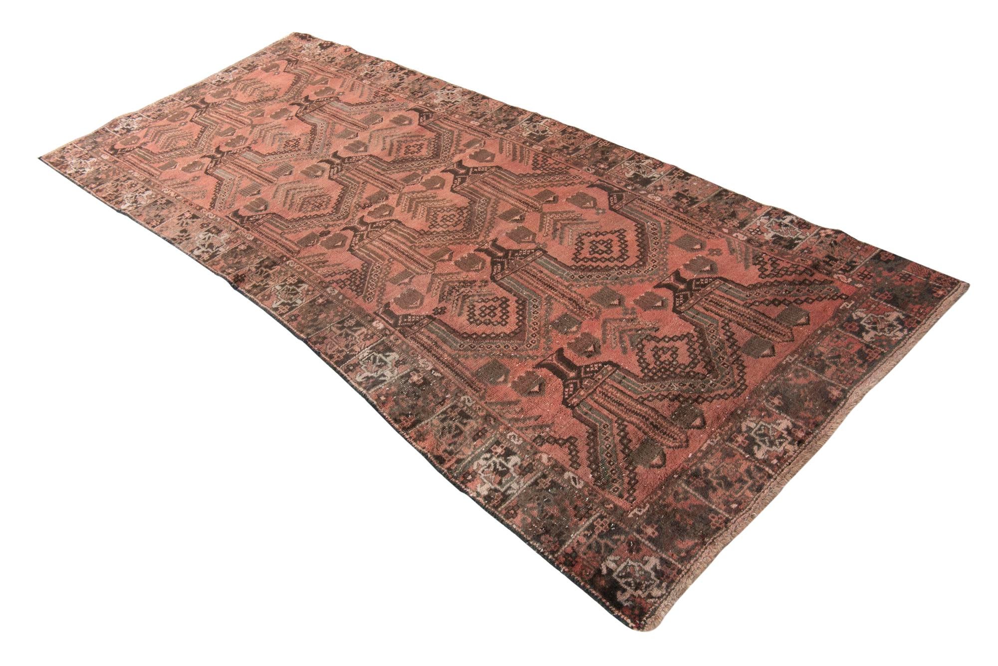 3' 9 x 9' 2 Hand Knotted Ultra Vintage Persian Wool Runner Rug