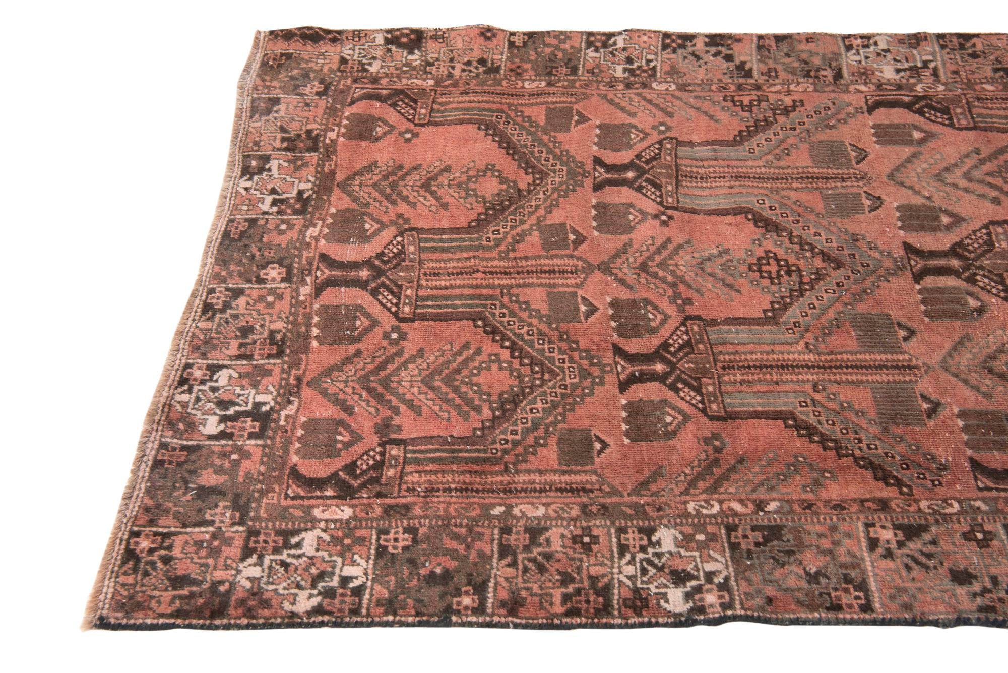 3' 9 x 9' 2 Hand Knotted Ultra Vintage Persian Wool Runner Rug