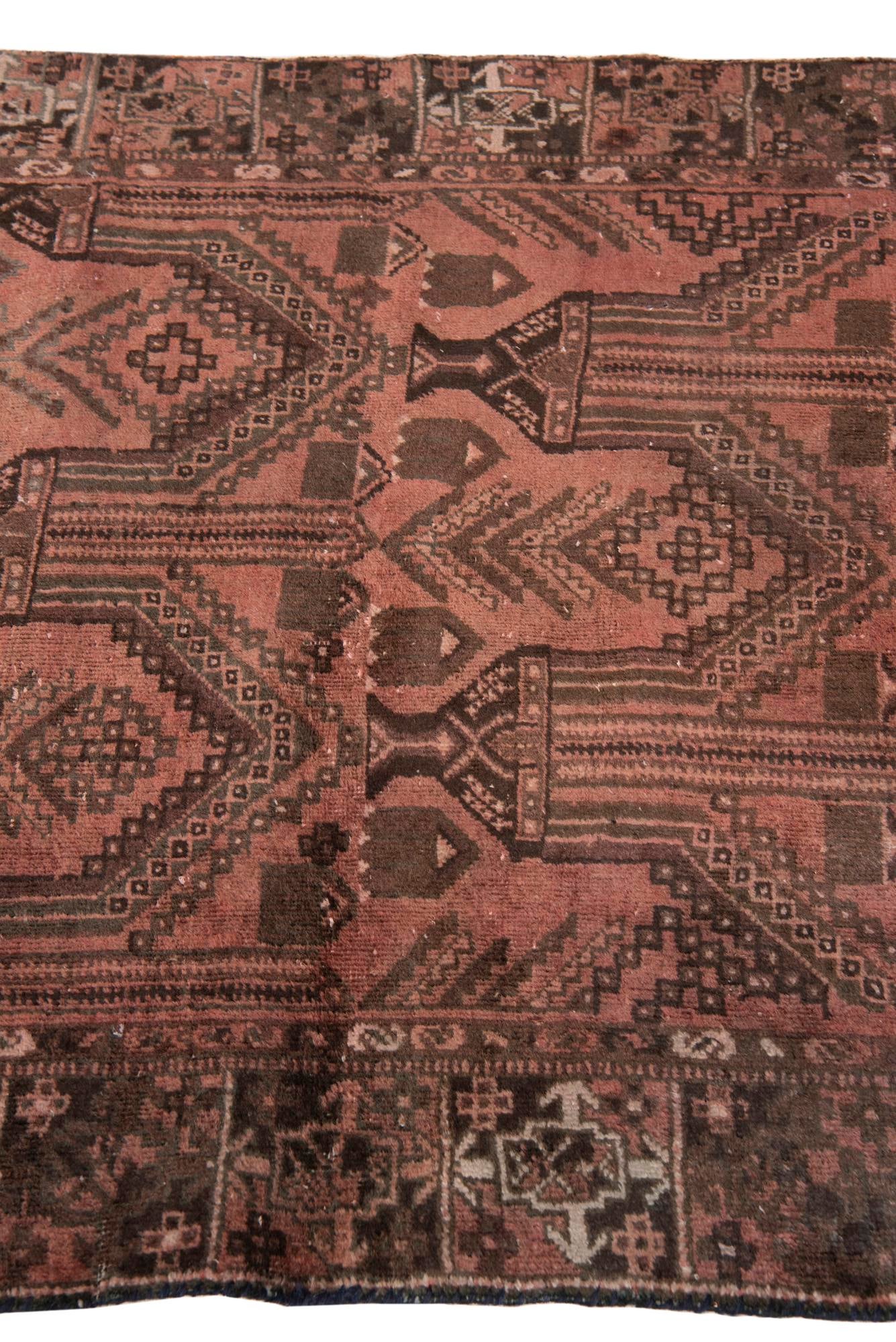3' 9 x 9' 2 Hand Knotted Ultra Vintage Persian Wool Runner Rug